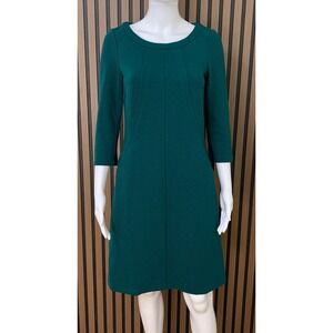 Boden Ottoman Shift Dress Teal Green Ribbed 3/4 Sleeve J0018 US 4R UK 8R